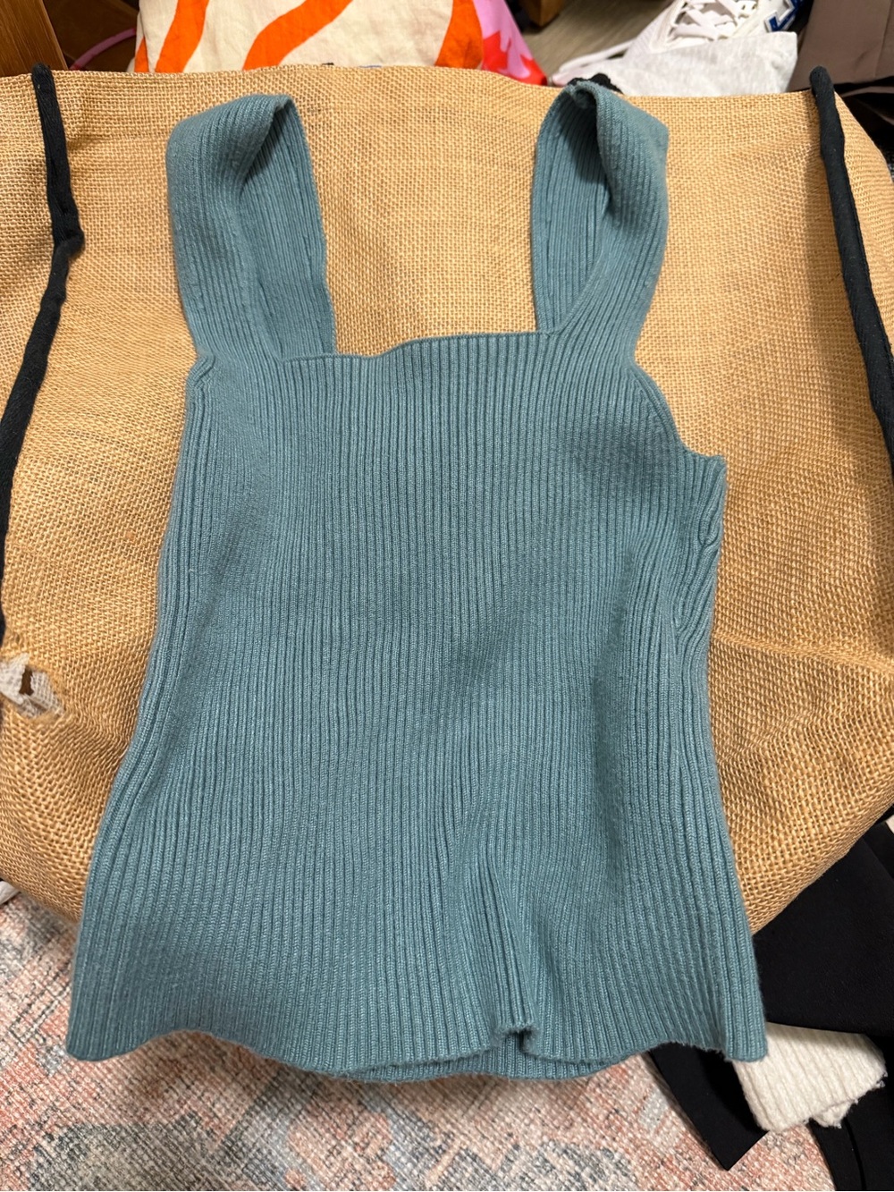 Abercrombie & Fitch Ribbed Tank Top in Teal